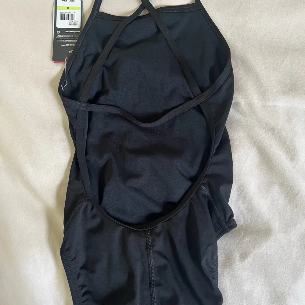 Speedo Endurance Black Cross Back Swimsuit Size 30